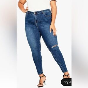 City Chic Asha High Rose Crop Women's Jeans